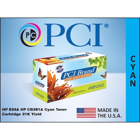 Pci U.S.Reman Hp 824A Cb381A Hp Cb381Yc Cyan Toner Cartridge 16500